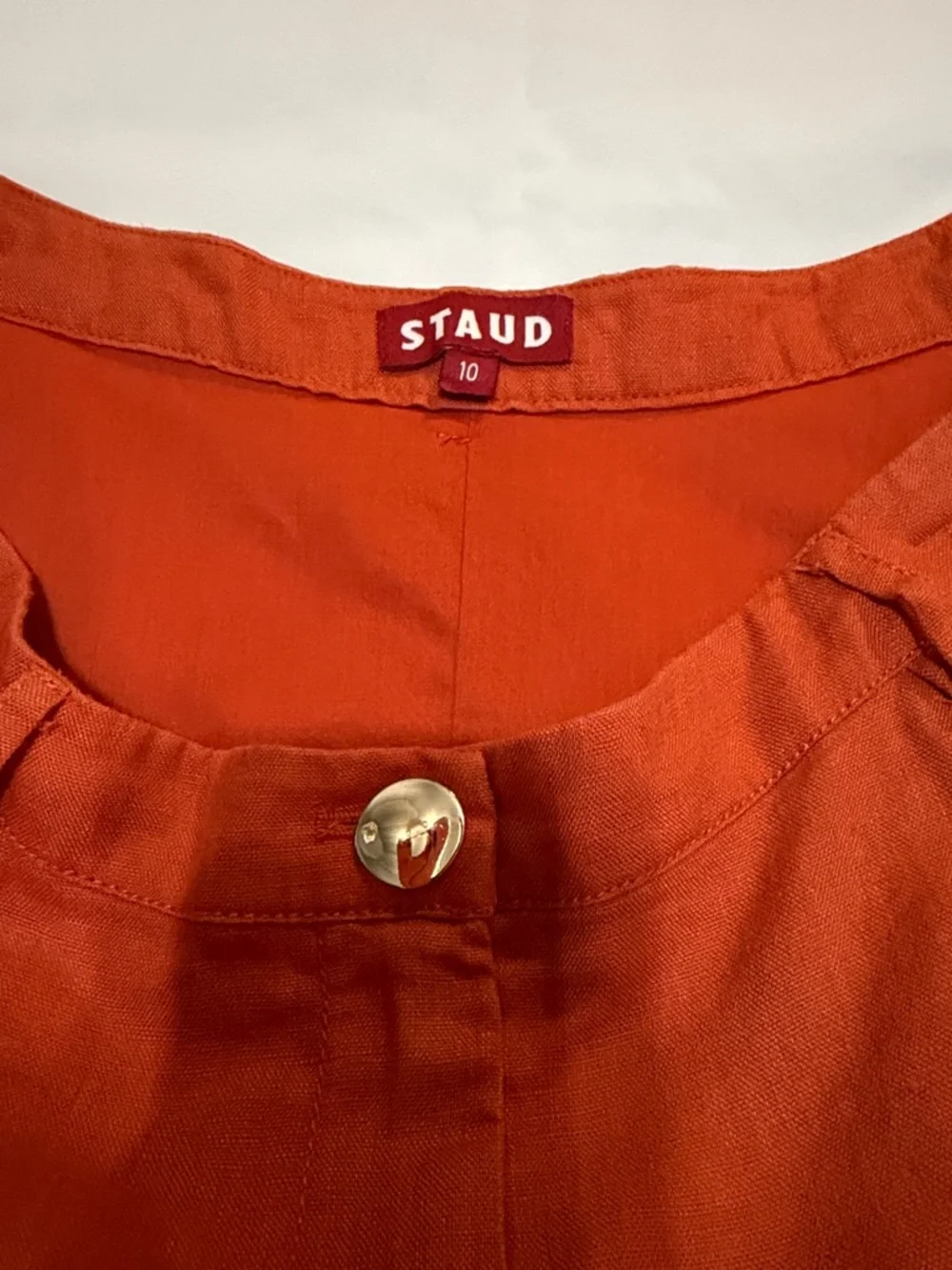 STAUD A-Line Maxi 100% Linen Skirt in Deep Orange 10 - Picture 3 of 8